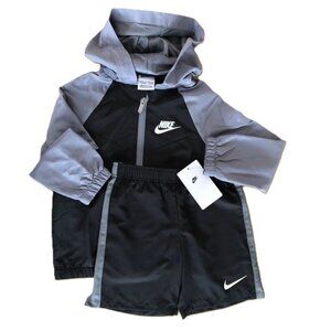 Nike Dri-Fit Boys Zip Jacket and Shorts Set Size: 4 Colors: Black/Smoke Grey NWT